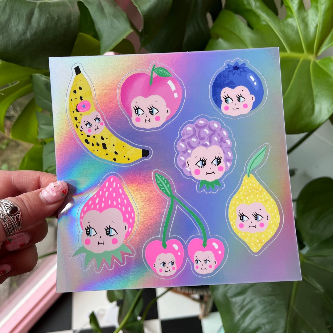 Kewpie Fruits Holographic Vinyl Sticker Sheet Etsy Australia