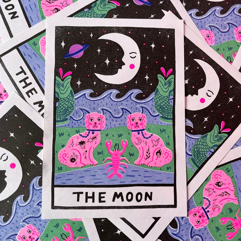 The Moon Tarot A4 Risograph Print image 2