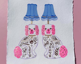 スタッフォードシャー・ドッグ・ランプのオリジナル絵画