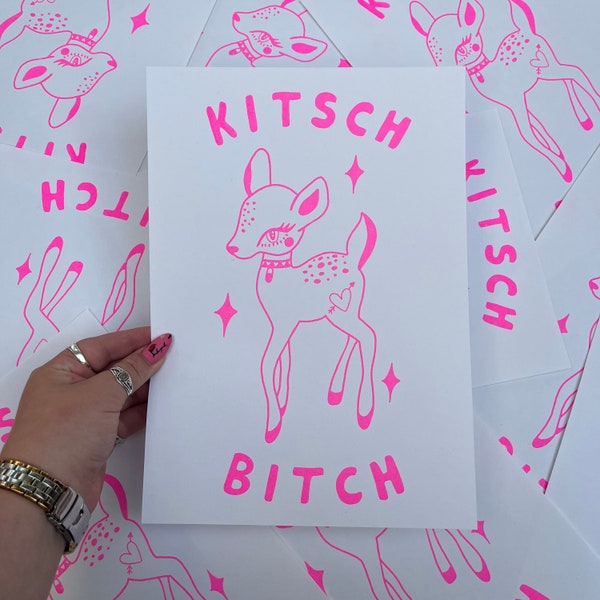 Kitsch Bitch A4 Risograph Print