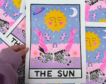 The Sun Tarot A4 Risograph Print