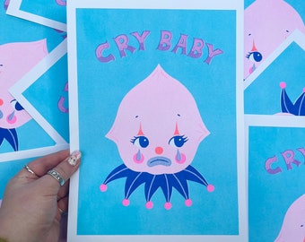 Cry Baby A4 Risograph Print