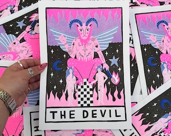 The Devil Tarot A4 Risograph Print
