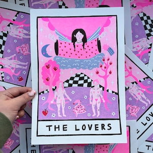 The Lovers Tarot A4 Risograph Print