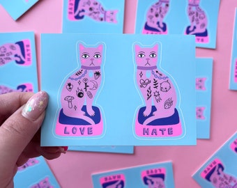 Love/Hate Cats Matte Vinyl Sticker Sheet