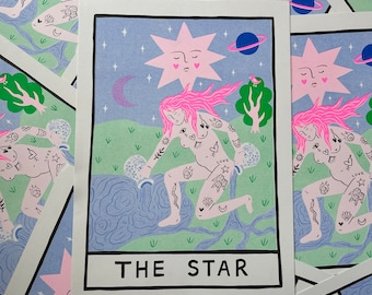 The Star Tarot A4 Risograph Print