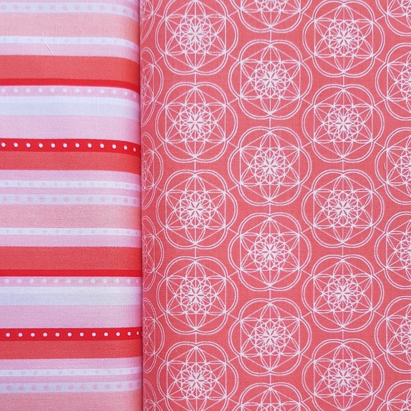 Free Spirit, Joel Dewberry "Floral Gem" & Riley Blake stripe fabric in abricot- 0.5 m x 1.10 m