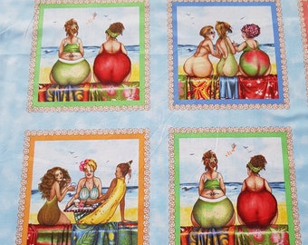 Mary Stewart for Elizabeth Studio the legendary Fruit Ladies, fabric with blocks 0.61 m x 1.10