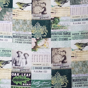 NEW !!! Tim Holtz "Palette" - the Green Collage- PWTH260- 0.5 m x 1.10 m