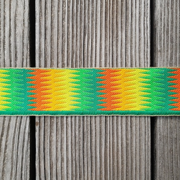 Jacquard ribbon in zacken ethno style, great strong colors - 60 mm x 1 meter