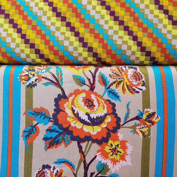 Kathy Doughty for Free Spirit ," New Vintage"- Tapestry Stripe & Tapestry Rose -0,5mx 1,10m
