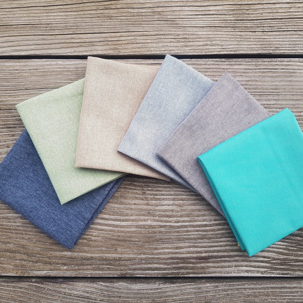 FQ Bundle by Kokka - 4 half-linen fabrics and 2 yarn-dyed cottons 51 x 50 cm / piece = 1.5 m fabric