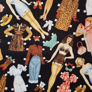 Nuova collezione "Paper Pin-ups" in nero di Alexander Henry 0,5 mx 1,10 m