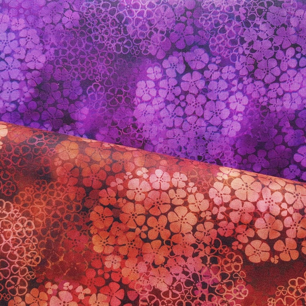 In the Beginning fabrics - " Rainbow of Jewels " by Jason Yenter - Bloom in purple und spice 0,5 x 1,10m