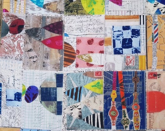 Marcia Derse per Windham Fabrics "Random Thoughts" - le cartoline: Fronte - 3 file -0,42 x 1,10 m