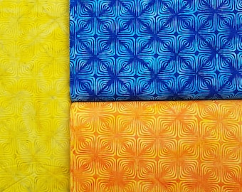Bali Batik- Hoffman Batik con motivo tribale/africano, 3 colori, 0,5 m x 1,10 m