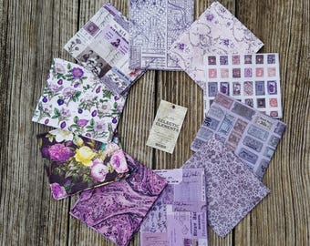 Tim Holtz for Free Spirit, FQ Bundle Palette Purple - all 10 FQs - 46 cm x 52 cm, complete color