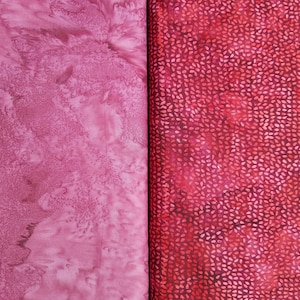 Bali Batik- Hoffman California Batik, 1 x Basic, 1 x Seeds- 0.5 m x 1.10 m- 2 shades of red