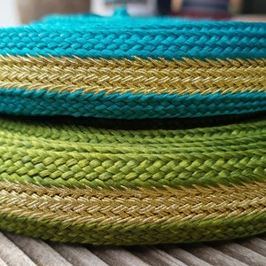 indisches geflochtenes Band  mit goldenem Mittelstreifen - 22 mm x 1 Meter