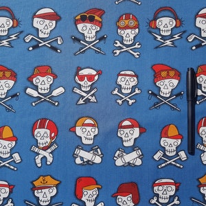 Neu ! Alexander Henry &quot; Sport Skulls &quot;  witziger Schädel- Stoff  -0,5m x 1,10 m