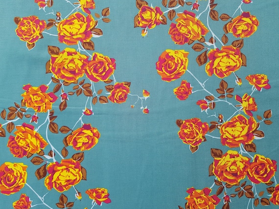 Anna Maria Horner for Free Spirit ,"Love always"- Social Climber PWAH117 in der Farbe teal- 0,5mx 1,10m