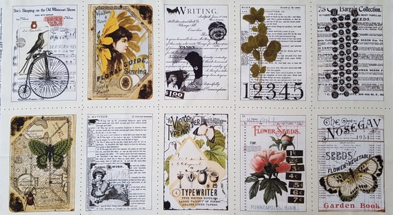 NEU !!! J. Wecker Frisch for Riley Blake " Art Journal"  das - Flower Press Patch Panel- 10 Bilder