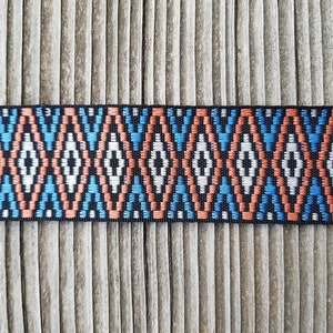 Exceptionellt vävt band/vävband i etnisk stil, diamantmönster, 4,5 cm x 1,00