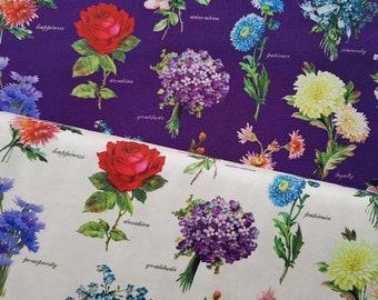Cathe Holden for Moda Fabrics, "Flea Market Fresh" beautiful flowers in 2 colors -0.5 x 1.10 m