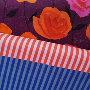 Cotton+Steel  "Eclipse" Sarah Watts & Melody Miller 0,5 m x 1,14 m, Rosen und diagonale Streifen