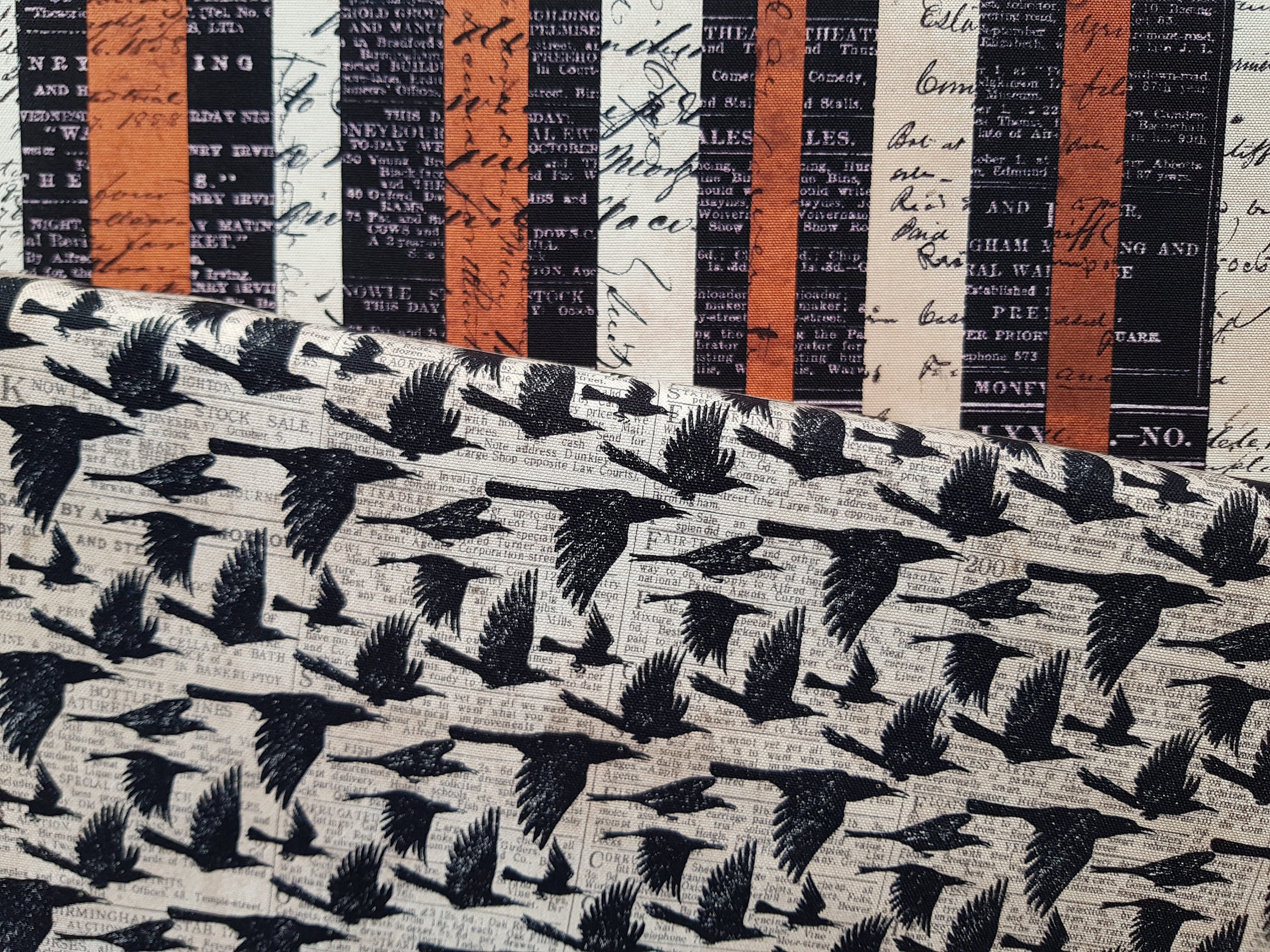 Cotton Canvas by Tim Holtz for Free Spirit - "Frightful" Crows & Haunted - 0.5 m x 1.10 m