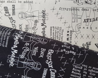 J. Wecker Frisch voor Riley Blake - Het beste van "She Who Sews" der- Sew Vintage Text - 0,5 m x 1,10 m