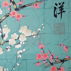 Alexander Henry - "Golden Garden" Cherry Blossoms, 0.5m x 1.10m, Jade Green