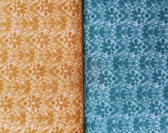 Special price!!! Santoro Combi Fabrics "Heartfelt" Gorjuss 0.5 m x 1.10 m wallpaper pattern, mustard yellow and petrol