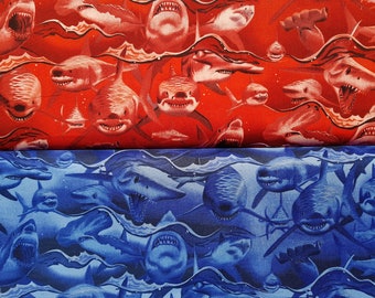 Alexander Henry - "Dangerous Water" sharks of all kinds-0.5 x 1.10 m, 2 colors