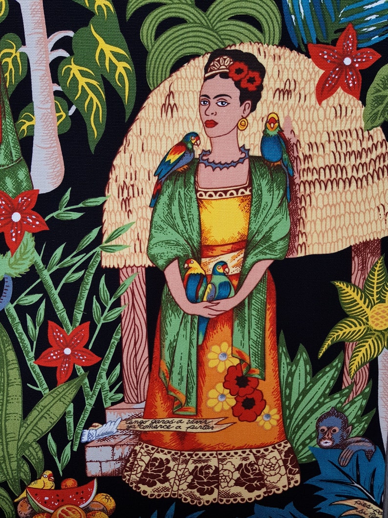Tela de tapicería Alexander Henry Frida's Garden, 2 colores 0,5 m x 1,10 m algodón pesado dunkel