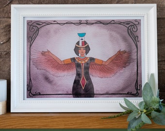 Nephthys ~ Stampa artistica ~ Dea egizia della notte, dell&#39;oscurità e della morte Mitologia Picture Print Fine Art