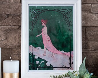 Persefone ~ Stampa artistica ~ Dea greca degli inferi Primavera Fiori Mitologia Immagine Stampa Fine Art