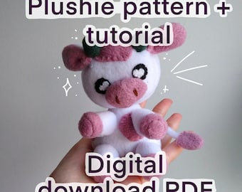 Koe Plushie Naaipatroon & tutorial, Digitale download, PDF-patroon