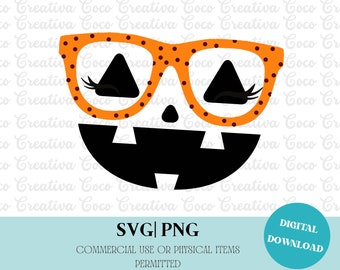 Jack O Lantern Girl, Lady with Glasses, Halloween Face, Lash Extension, Technician SVG, PNG