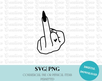 Middle Finger SVG PNG, Rude Hand Gesture Clipart (Digital Download)