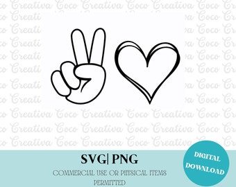 Peace Sign Love SVG PNG Digital Download File for Cricut, Silhouette Designs