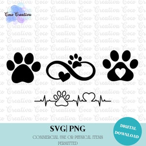 Hond Poot, Liefde, Infinity, Huisdier, Animal Lover, Heartbeat Bundle SVG PNG