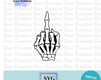 Skeleton, Middle Finger, Bones, SVG Digital Download Cut File Cricut, Silhouette