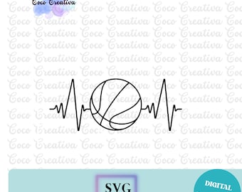 Baseketball Heartbeat Sports SVG  Digital Download File for Cricut, Silhouette Designs