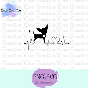 Chihuahua heartbeat dog mom  SVG PNG Digital Download File for Cricut, Silhouette Designs