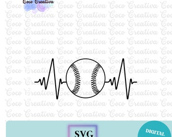 Baseball Heartbeat, Sports,  SVG Instant  Digital Download File for Cricut, Silhouette Designs