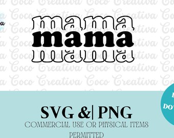 Mama stacked retro bubble text  SVG PNG Digital Download File for Cricut, Silhouette Designs