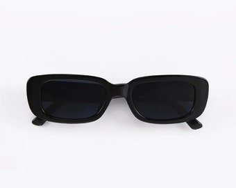 Black Unisex Sunglasses, Spring Sunglasses, Black Rectangle Sunglasses, 90’s Sunglasses, Retro Sunglasses, Summer Sunglasses, UV Sunglasses