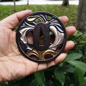 Silver Plated Brass Tsuba Hand Guard