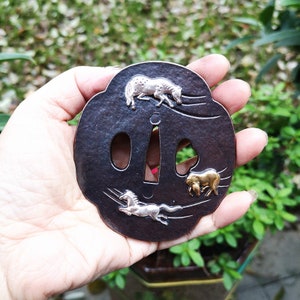 Silver Plated Brass Tsuba Hand Guard